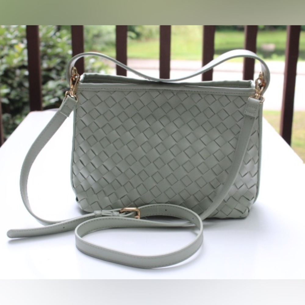 Urban expressions woven faux leather satchel/cross body bag